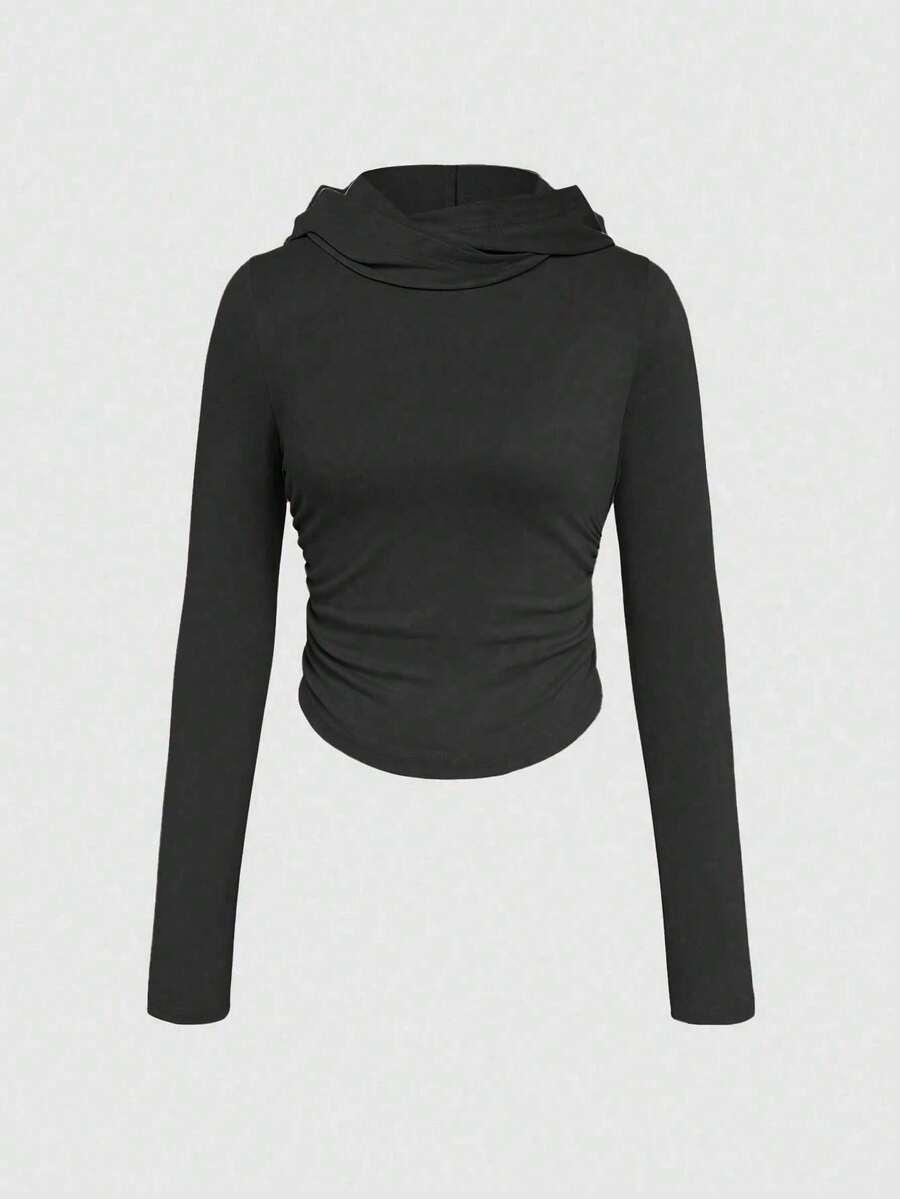 SHEIN CZARNY TOP KAPTUR S06__S