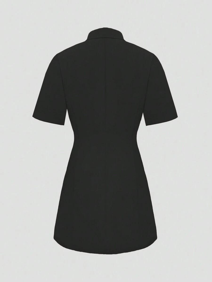 SHEIN CZARNA MINI SUKIENKA GUZIKI S06__M