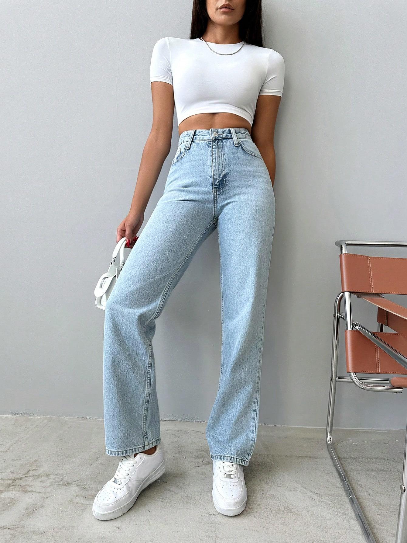 SHEIN SPODNIE JEANS PROSTE NOGAWKI S09__L