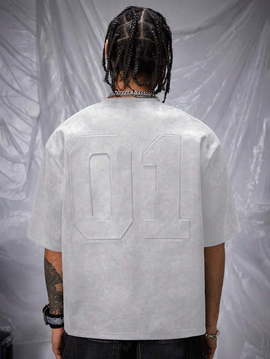 MANFINITY SZARY T-SHIRT OKRĄGŁY DEKOLT S06__S