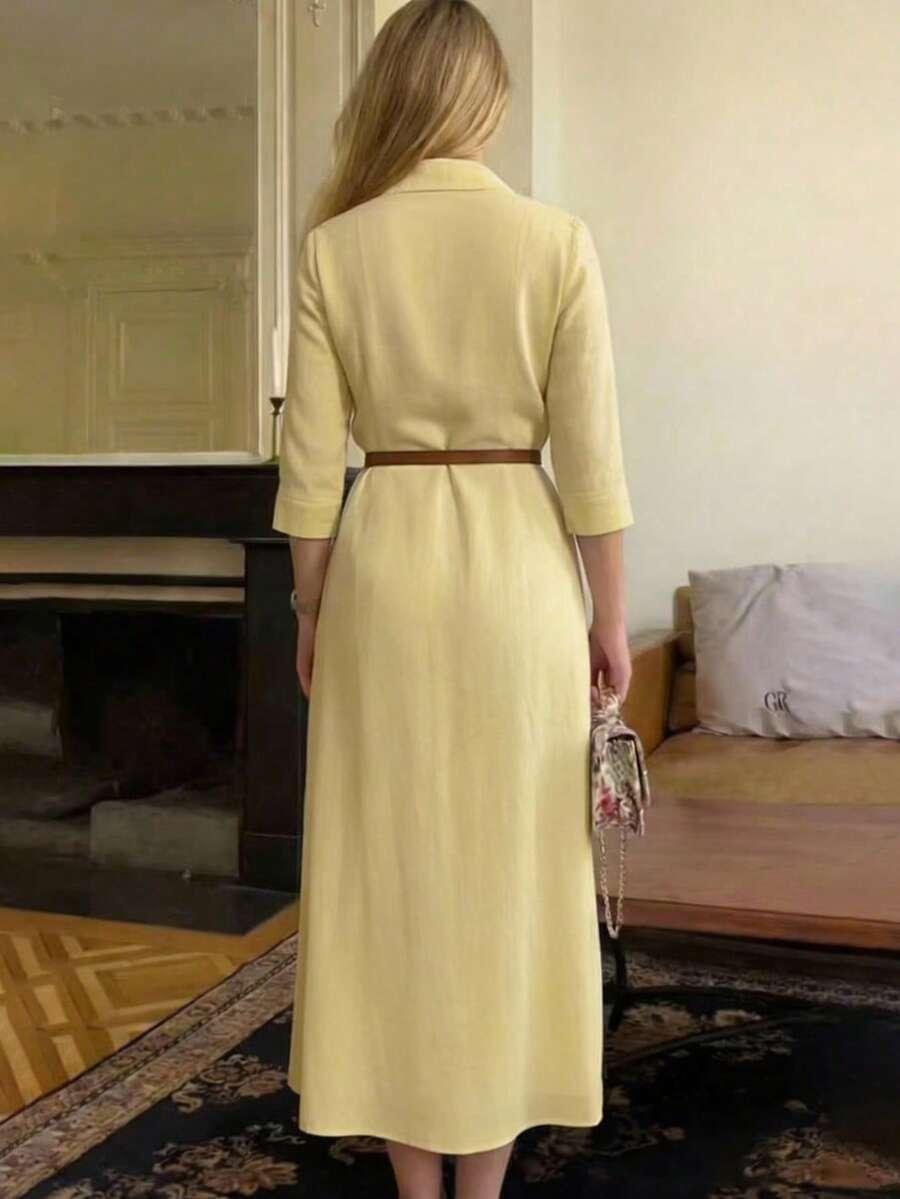SHEIN ŻÓŁTA SUKIENKA KOSZULOWA S06__M
