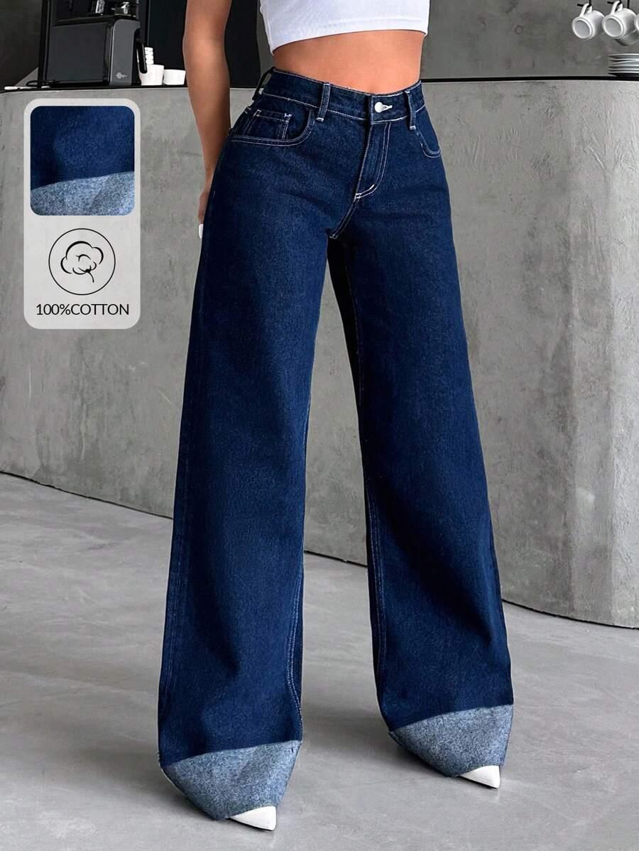 SHEIN GRANATOWE SPODNIE JEANS S06__L