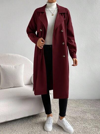 SHEIN BORDOWY PŁASZCZ GUZIKI W01__M