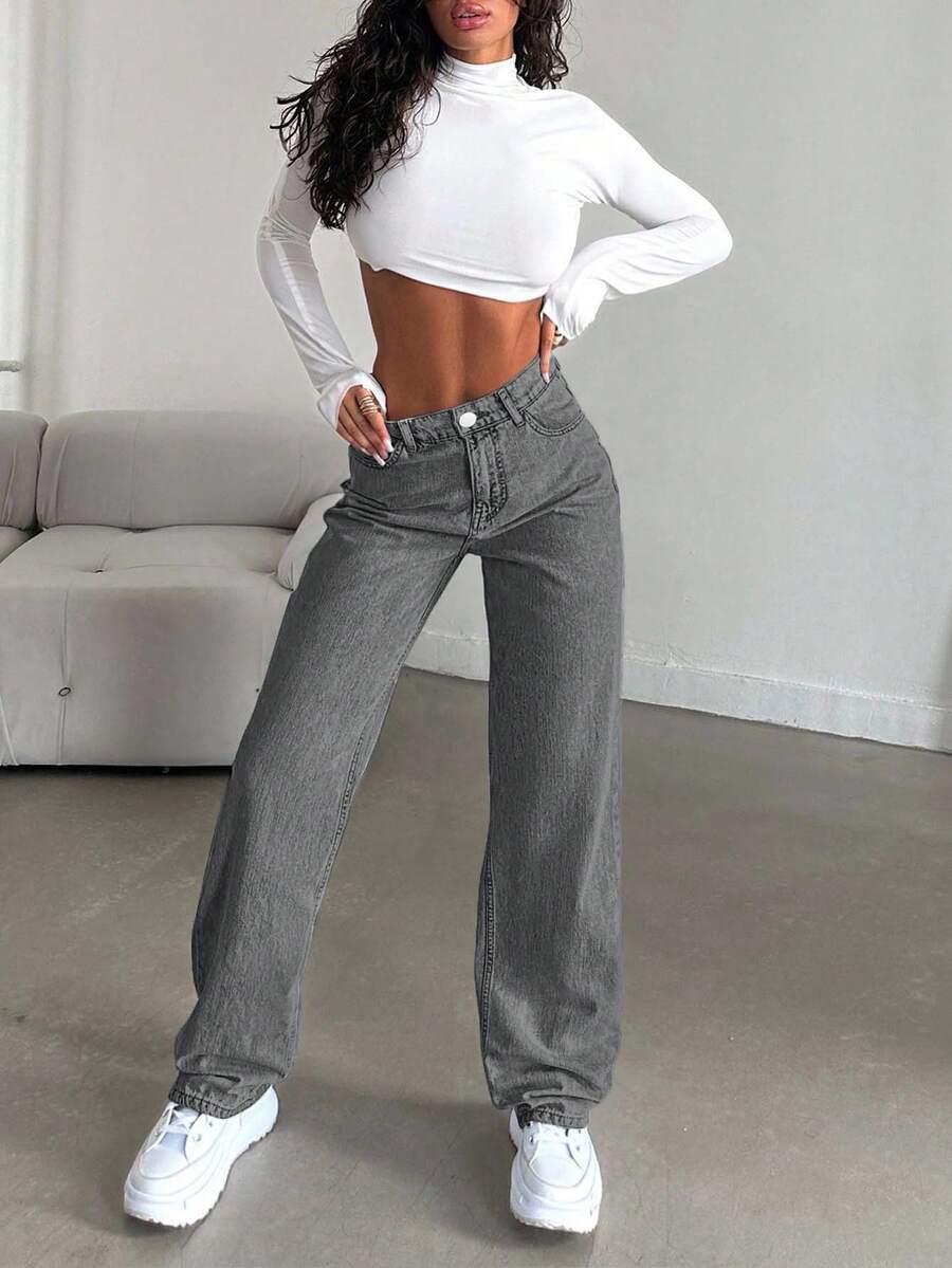 SHEIN SZARE SPODNIE JEANS S06__S