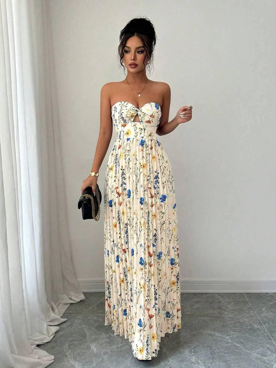 ELENZGA MAXI SUKIENKA PRINT KWIATY S06__M