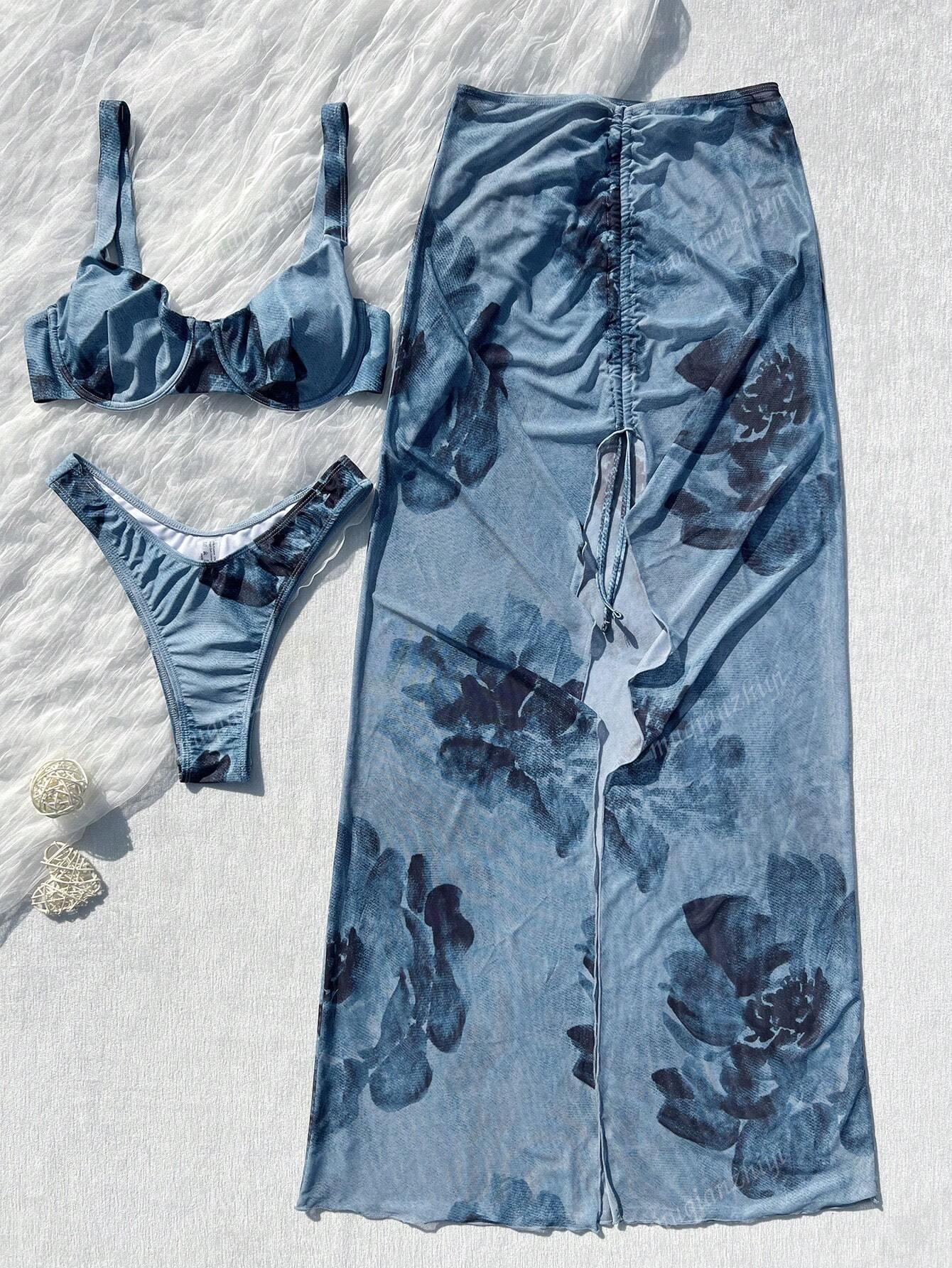 SHEIN DWUCZĘŚCIOWY STRÓJ KĄPIELOWY NARZUTKA KOMPLET S09__M
