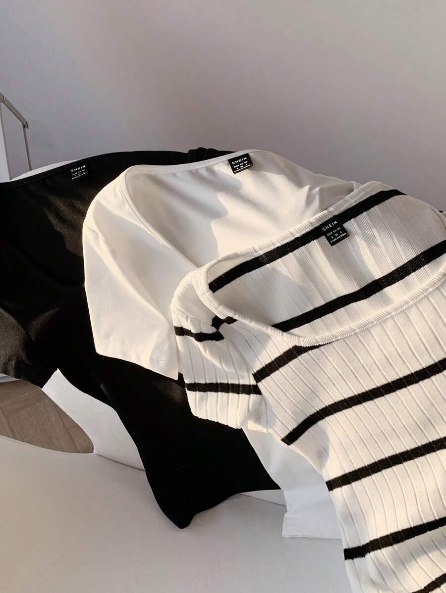 SHEIN BLUZKI KRÓTKI RĘKAW 2-PACK S06__M