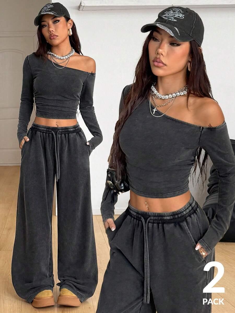 SHEIN SZARA BLUZKA DŁUGI RĘKAW S06__S