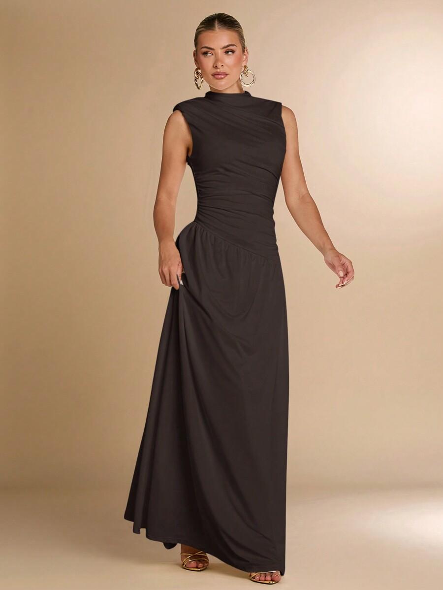 SHEIN BRĄZOWA MAXI SUKIENKA S06__XS