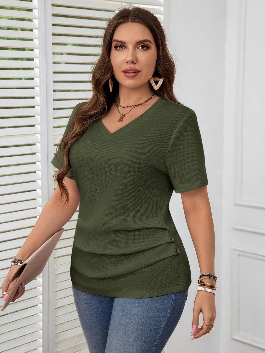 SHEIN ZIELONA BLUZKA KRÓTKI RĘKAW S06__XXL