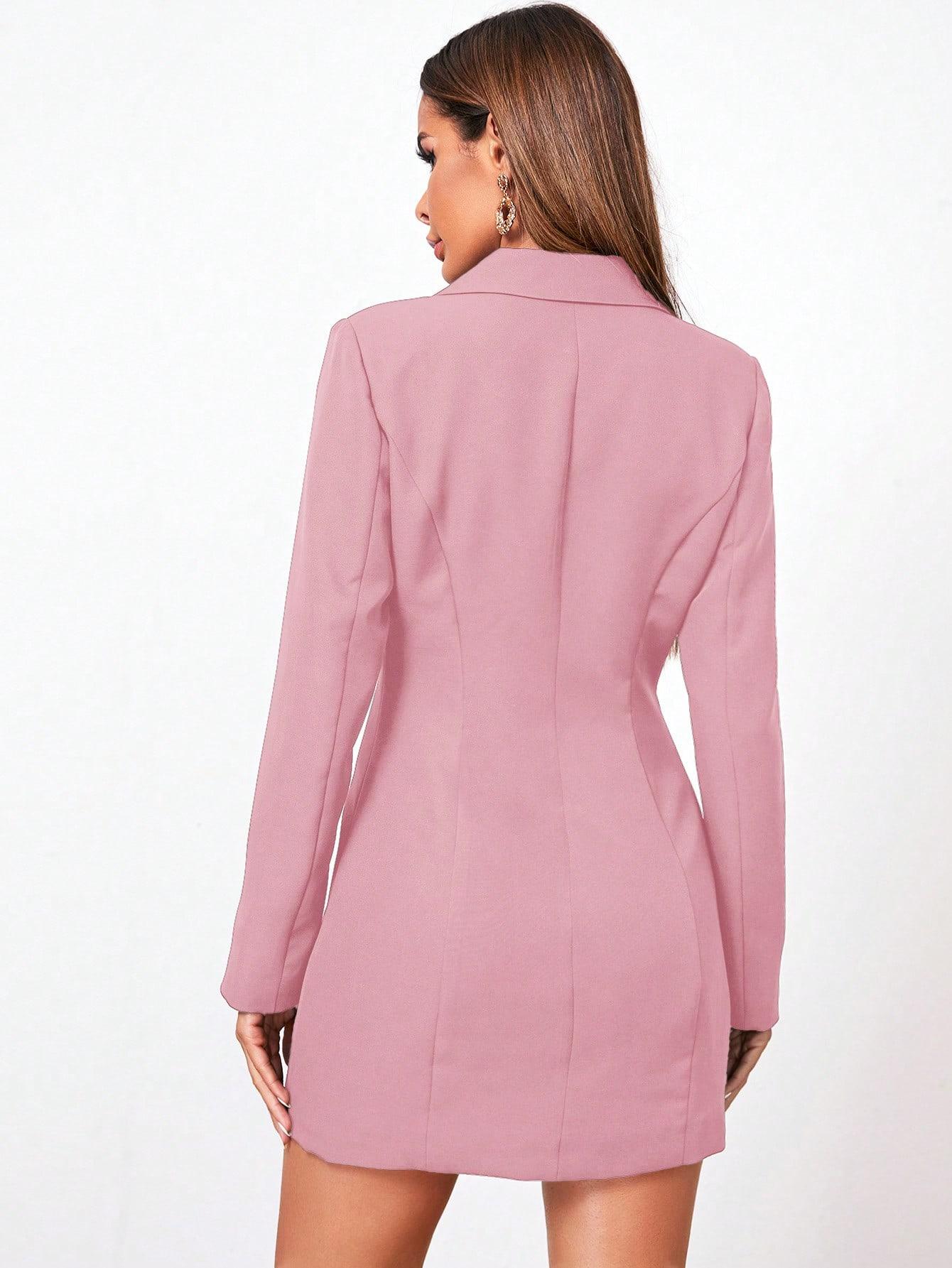 SHEIN RÓŻOWA MINI SUKIENKA W STYLU MARYNARKI GUZIKI S06__M
