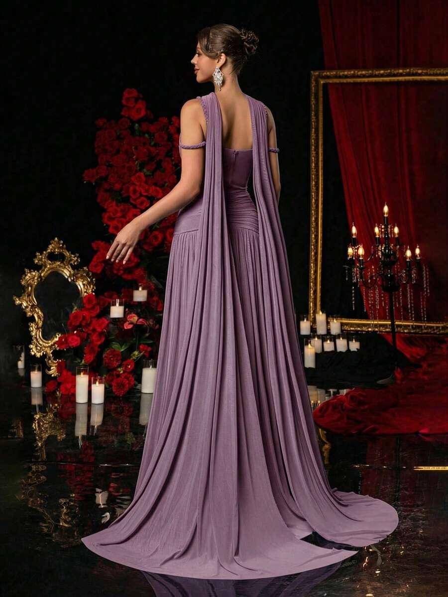 GLAMRAE FIOLETOWA MAXI SUKIENKA S06__S