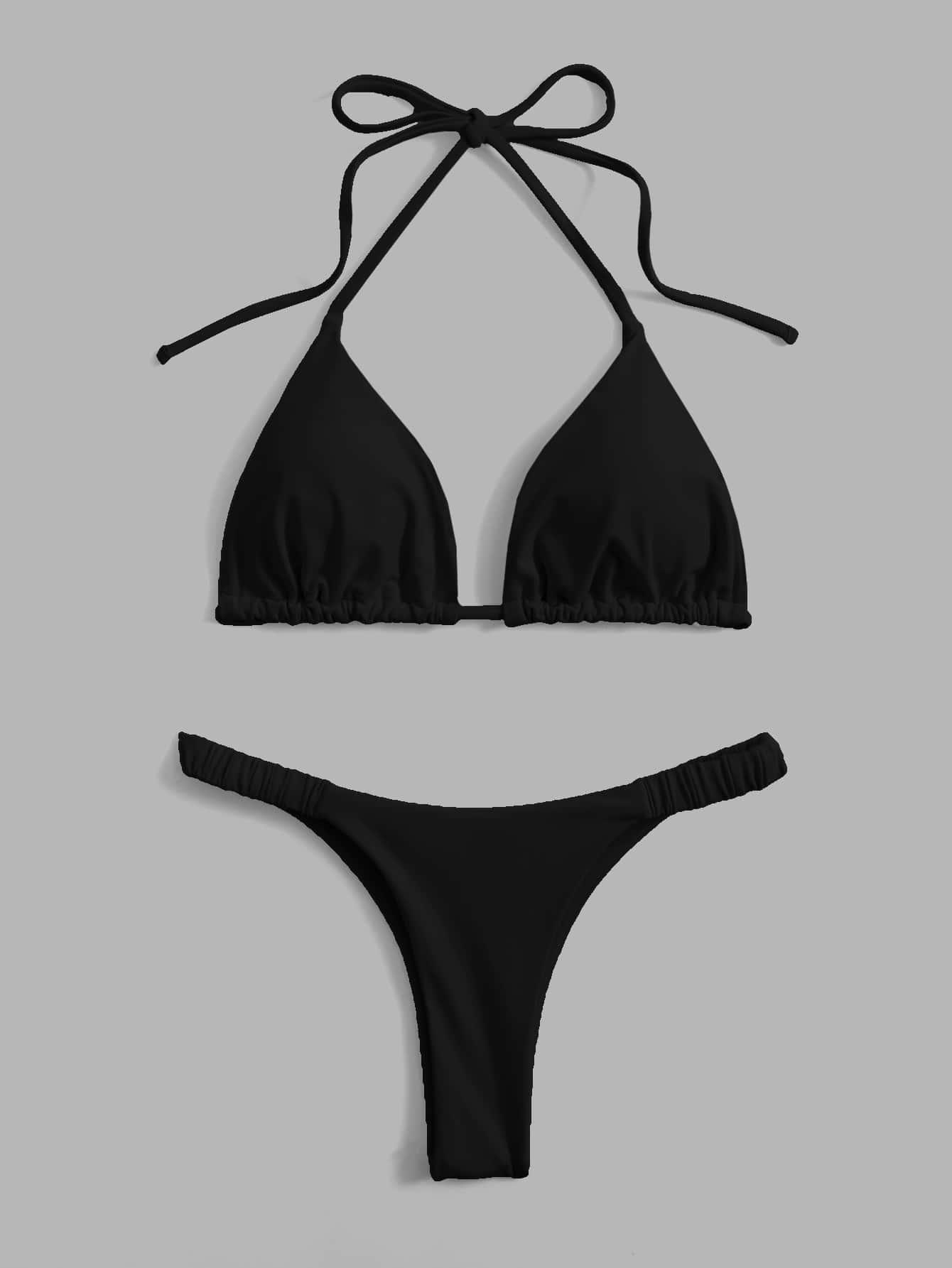 SHEIN CZARNY STRÓJ KĄPIELOWY DWUCZĘŚCIOWY S09__XS