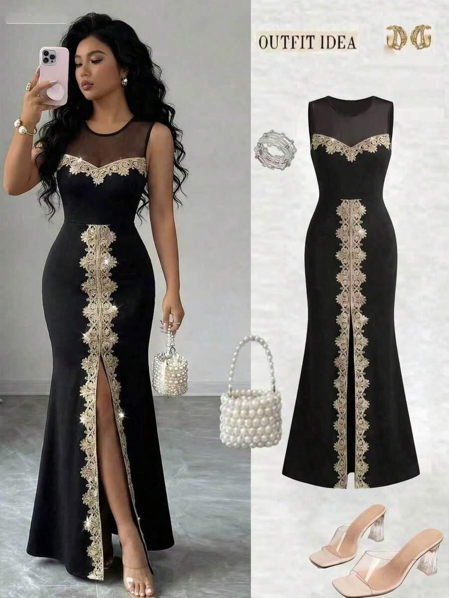 SELIANNE CZARNA MAXI SUKIENKA S06__L