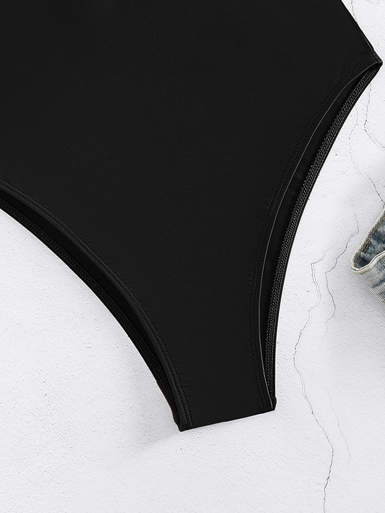 SHEIN CZARNY JEDNOCZĘŚCIOWY STRÓJ KĄPIELOWY S09__XXL