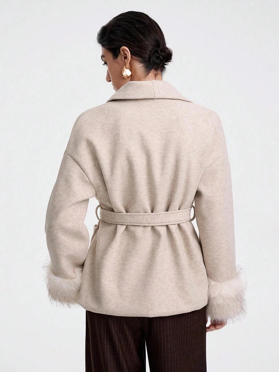 SHEIN BEŻOWY KLASYCZNY PŁASZCZ W01__XL