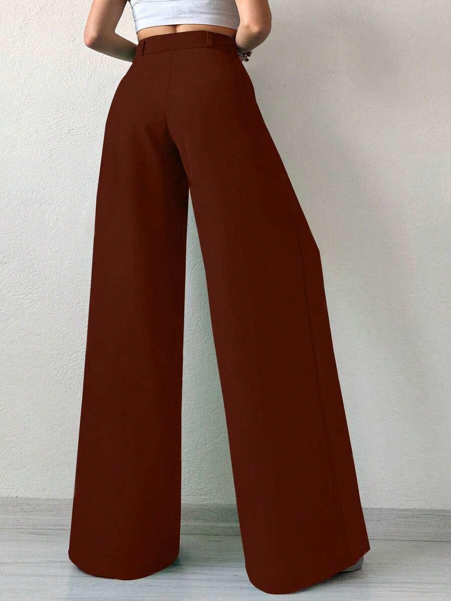 EURMUSE BRĄZOWE SPODNIE CASUAL S06__S