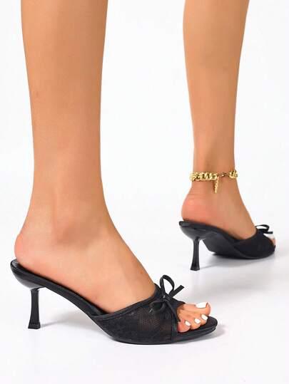 SHEIN CZARNE KLAPKI KORONKA S06__37,5