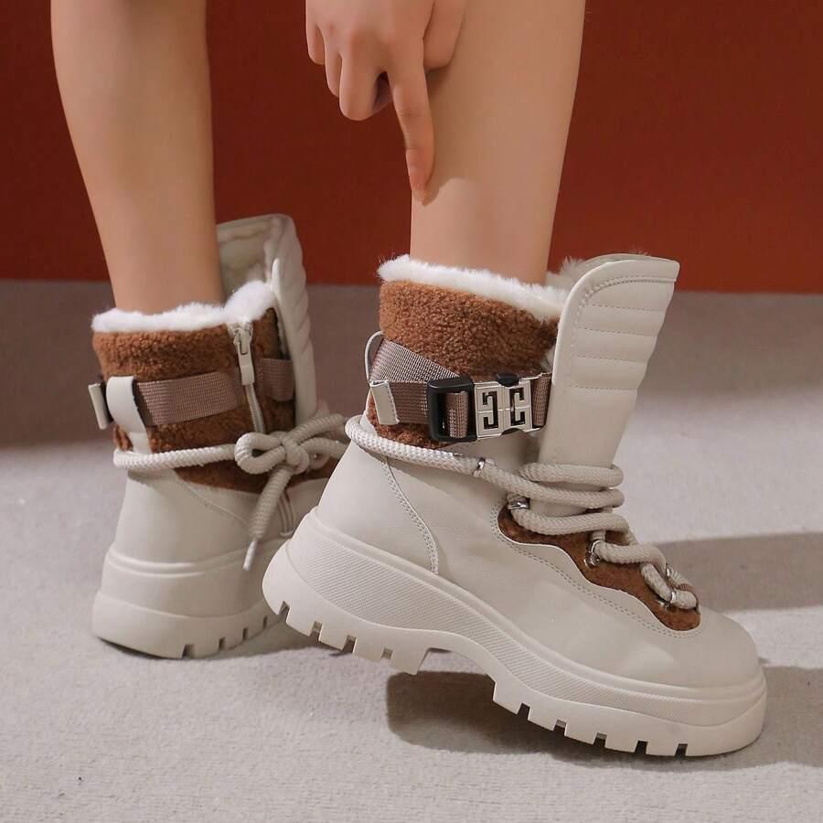 SHEIN BEŻOWE ŚNIEGOWCE ZAMEK W01__41