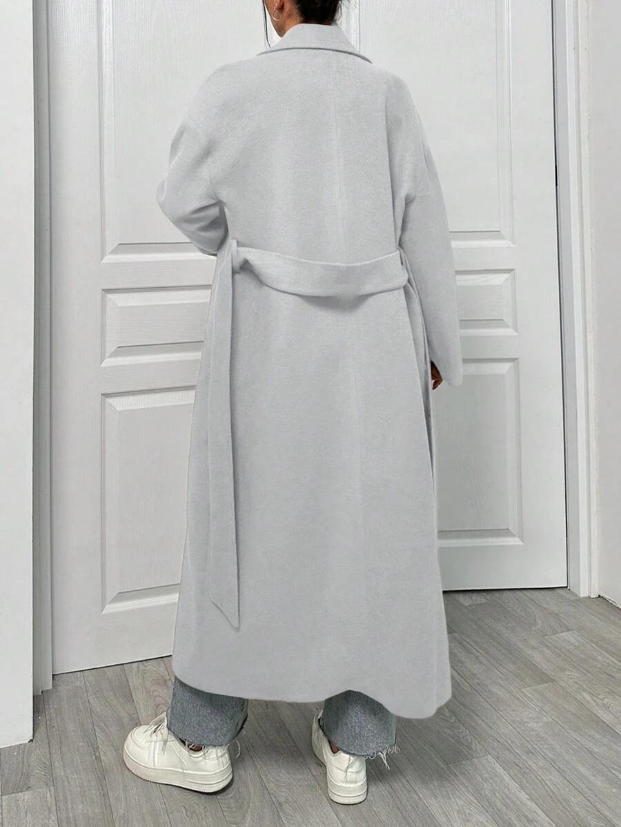 SHEIN SZARY KLASYCZNY PŁASZCZ W01__L