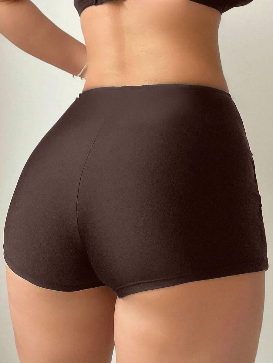 SHEIN BRĄZOWY DÓŁ OD STROJU KĄPIELOWEGO S09__L