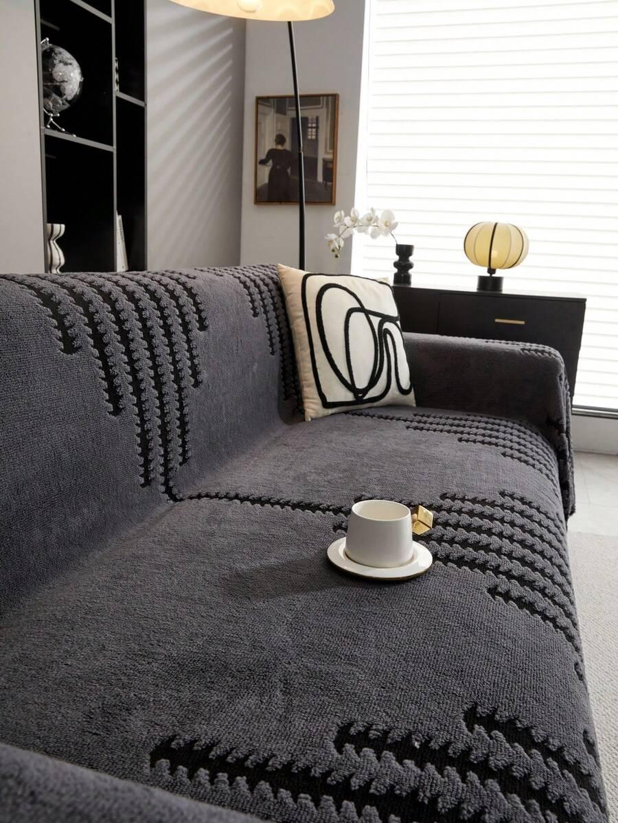 SHEIN SZARA NARZUTA NA ŁÓŻKO KOC WZÓR KONTRAST S07__180X230