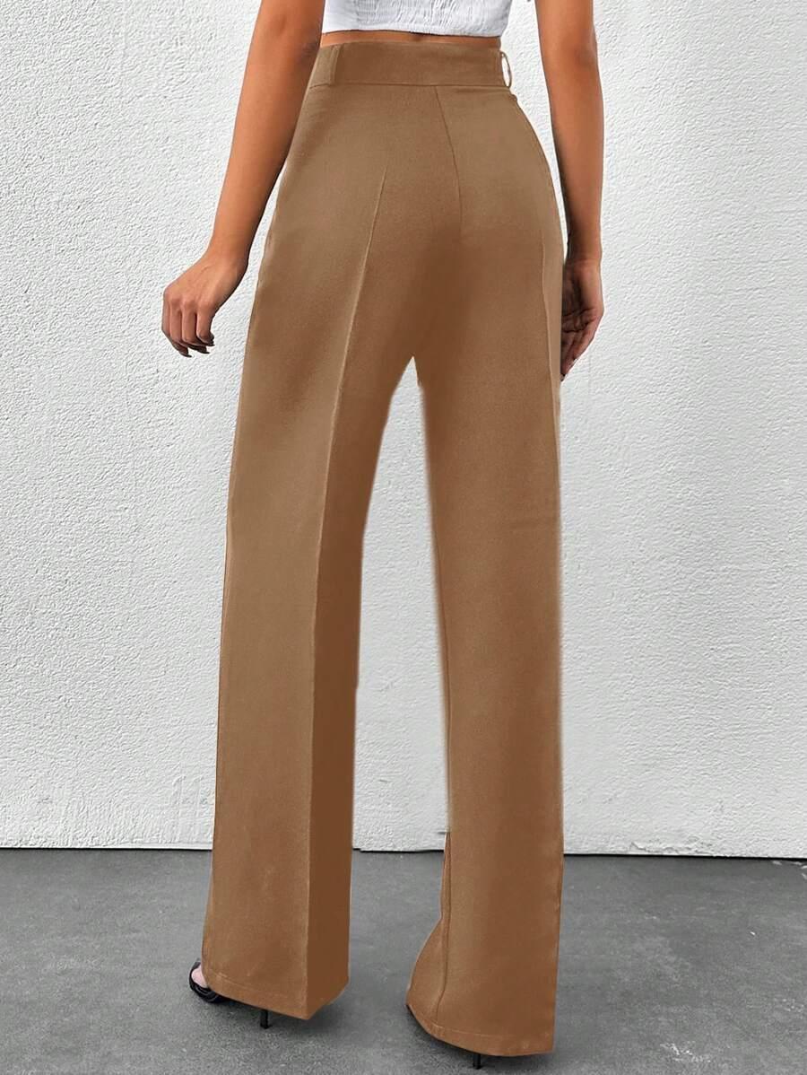 SHEIN BRĄZOWE SPODNIE PROSTA NOGAWKA S06__M
