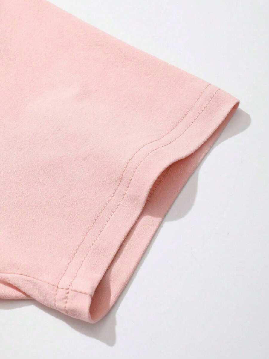 SHEIN RÓŻOWY T-SHIRT NADRUK S06__152-160
