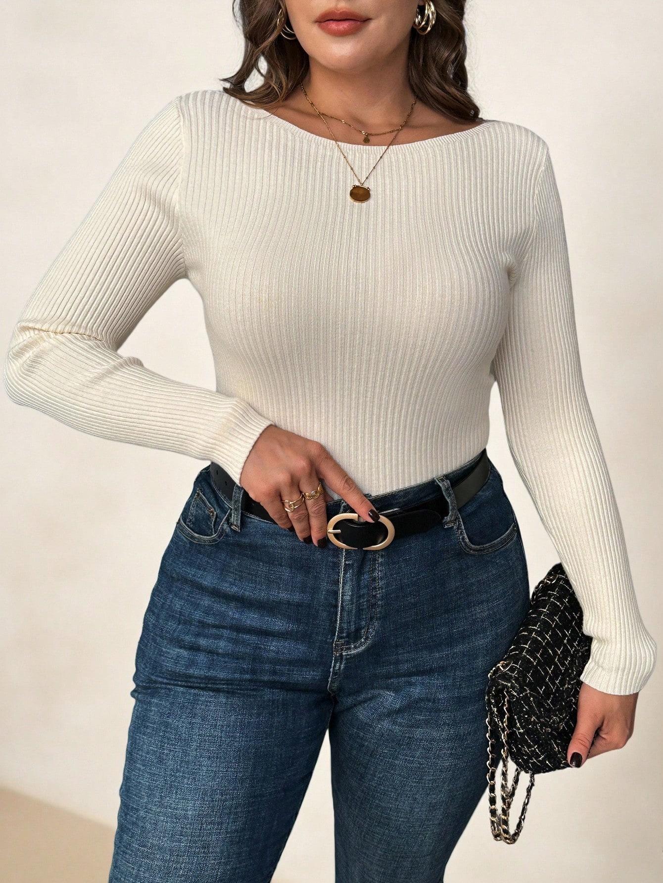 SHEIN KREMOWY SWETER DŁUGI RĘKAW S06__46