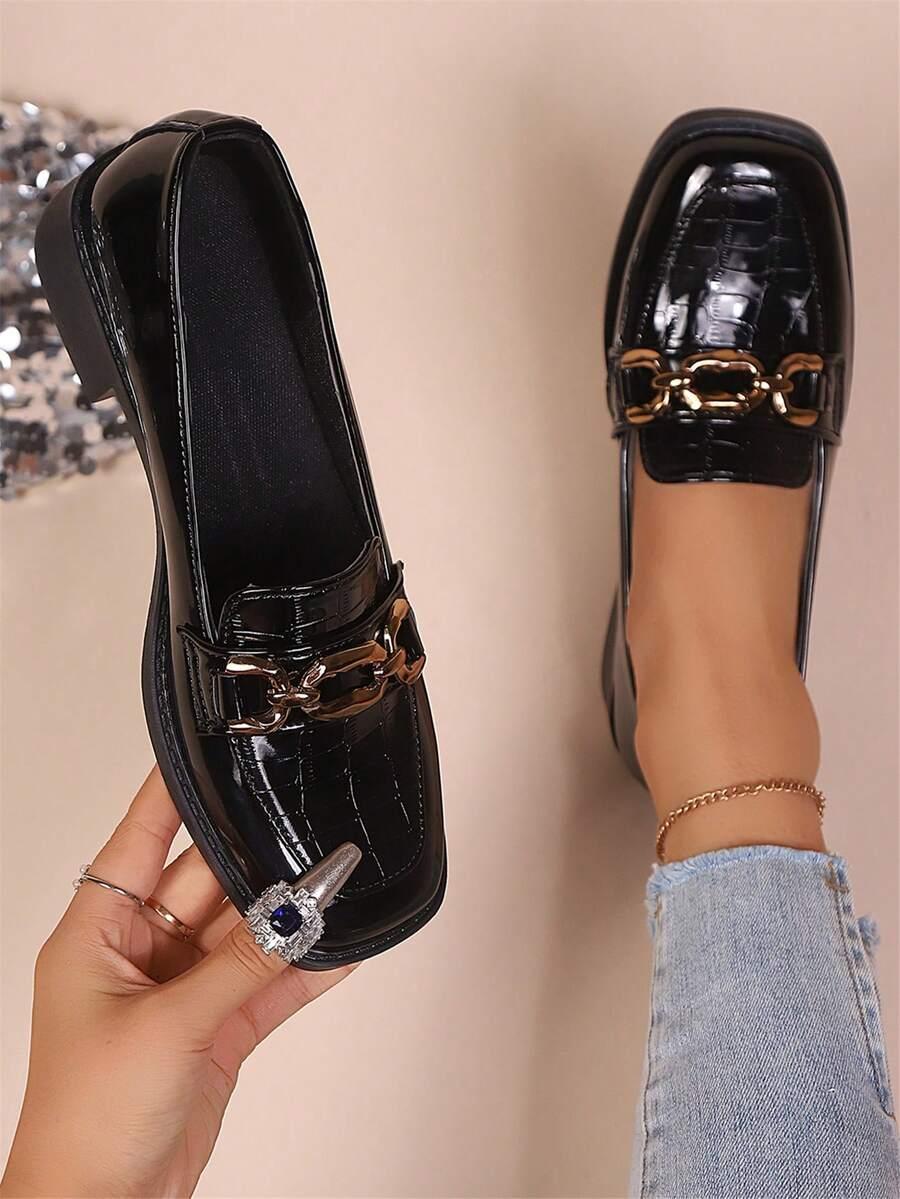 SHEIN CZARNE MOKASYNY ZDOBIENIE TEKSTURA S06__39
