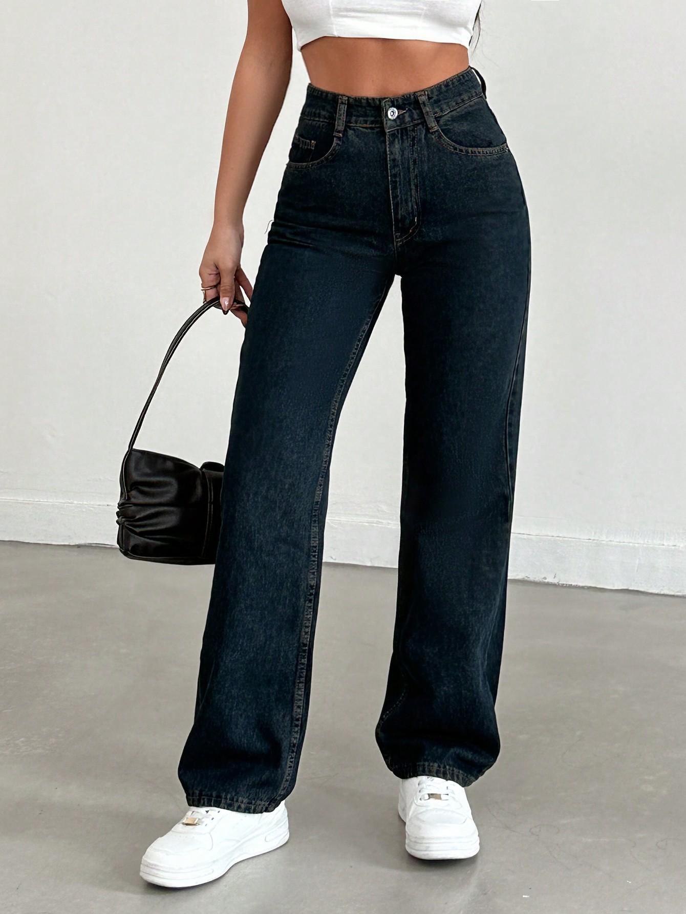 SHEIN GRANATOWE SPODNIE JEANS