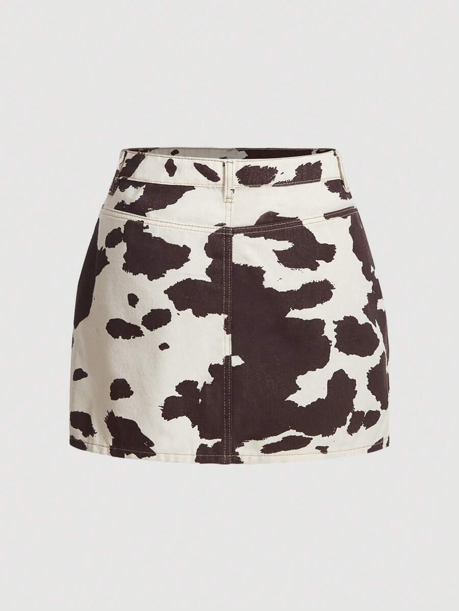 SHEIN JEANSOWA MINI SPÓDNICA ANIMAL PRINT S06__L