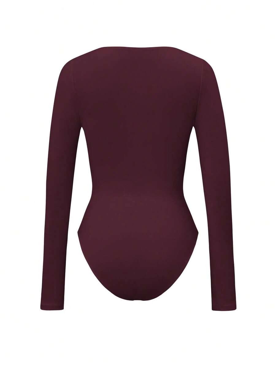 SHEIN BORDOWE BODY DŁUGI RĘKAW S06__XS