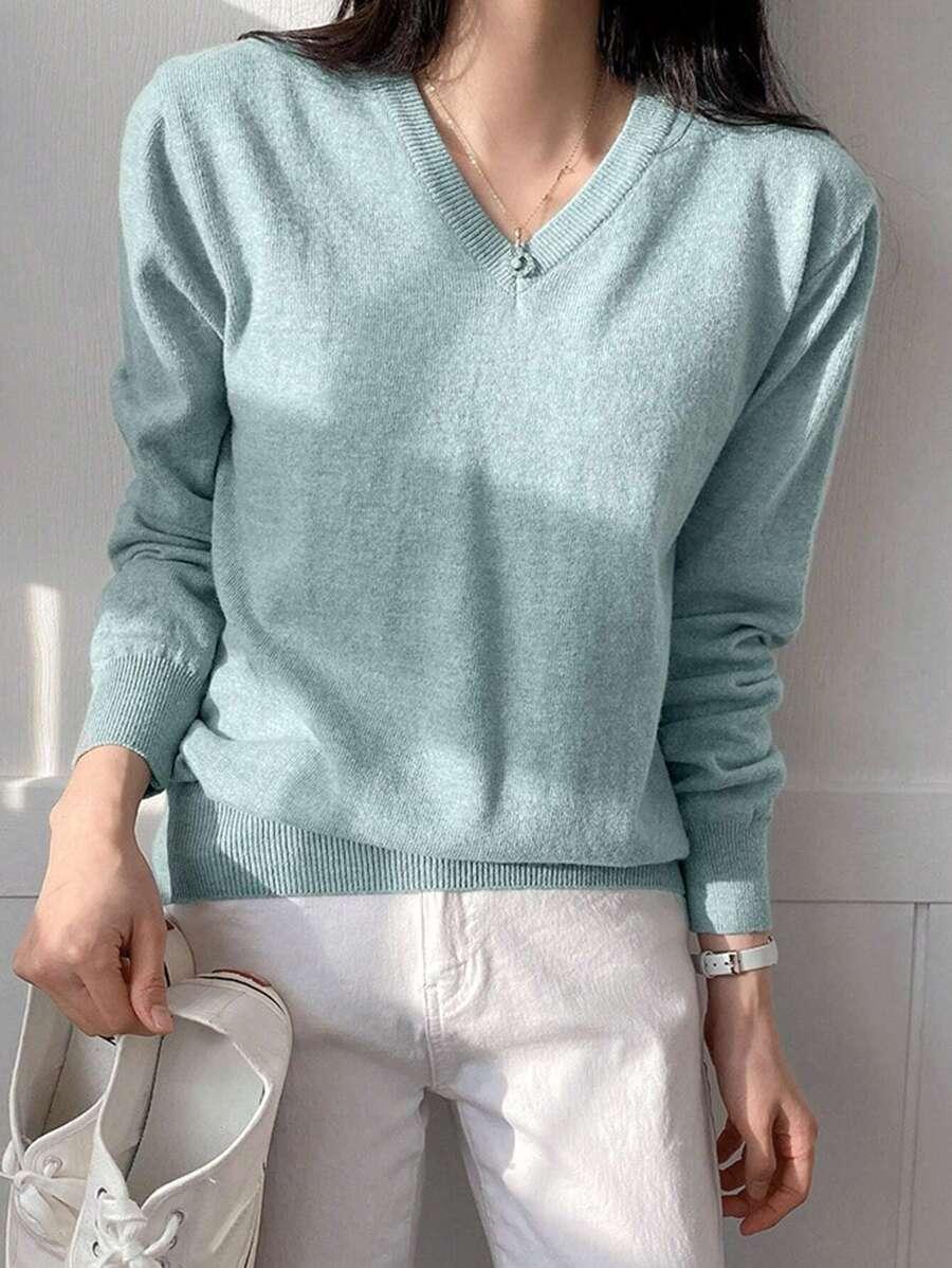 DAZY NIEBIESKI SWETER DEKOLT V S06__M