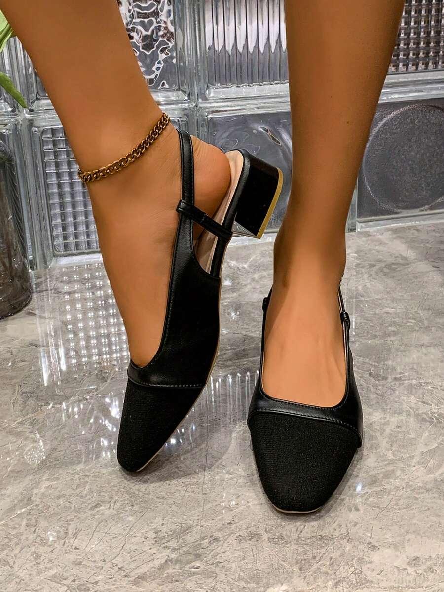 SHEIN CZARNE CZÓŁENKA NA OBCASIE S06__39