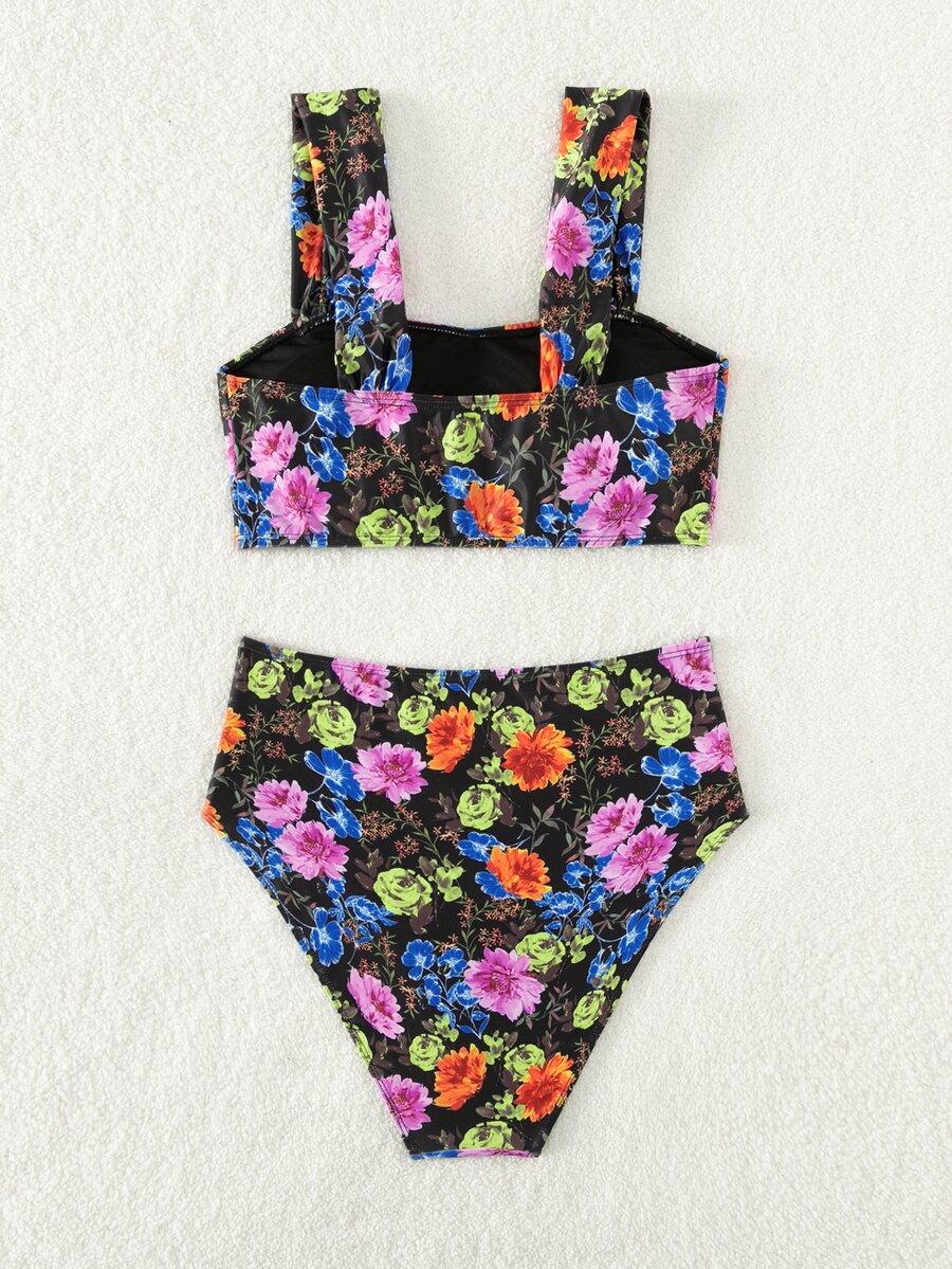SHEIN GÓRA OD BIKINI PRINT KWIATY PK01__M