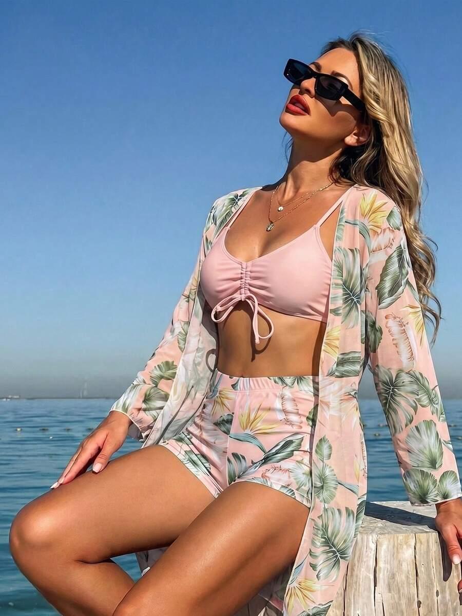 SHEIN DWUCZĘŚCIOWY STRÓJ KĄPIELOWY NARZUTKA KOMPLET S09__L