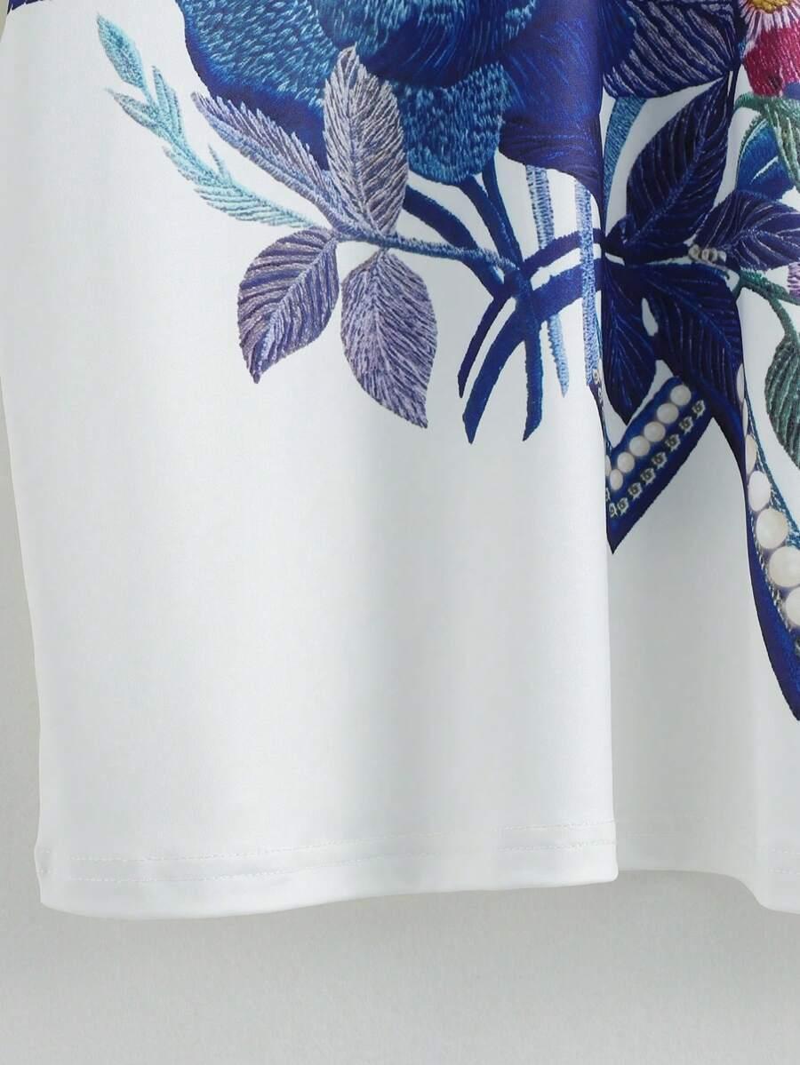 SHEIN BIAŁY T-SHIRT PRINT S06__L