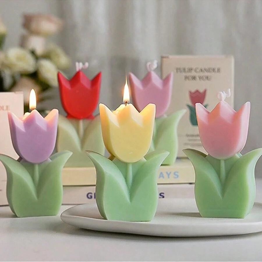 SHEIN DEKORACYJNA ŚWIECA TULIPAN 5-PACK S07__8,5X6CM