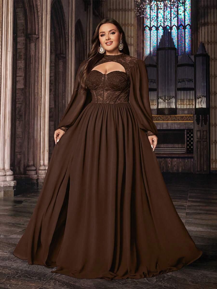 SHEIN BRĄZOWA MAXI SUKIENKA S06__50