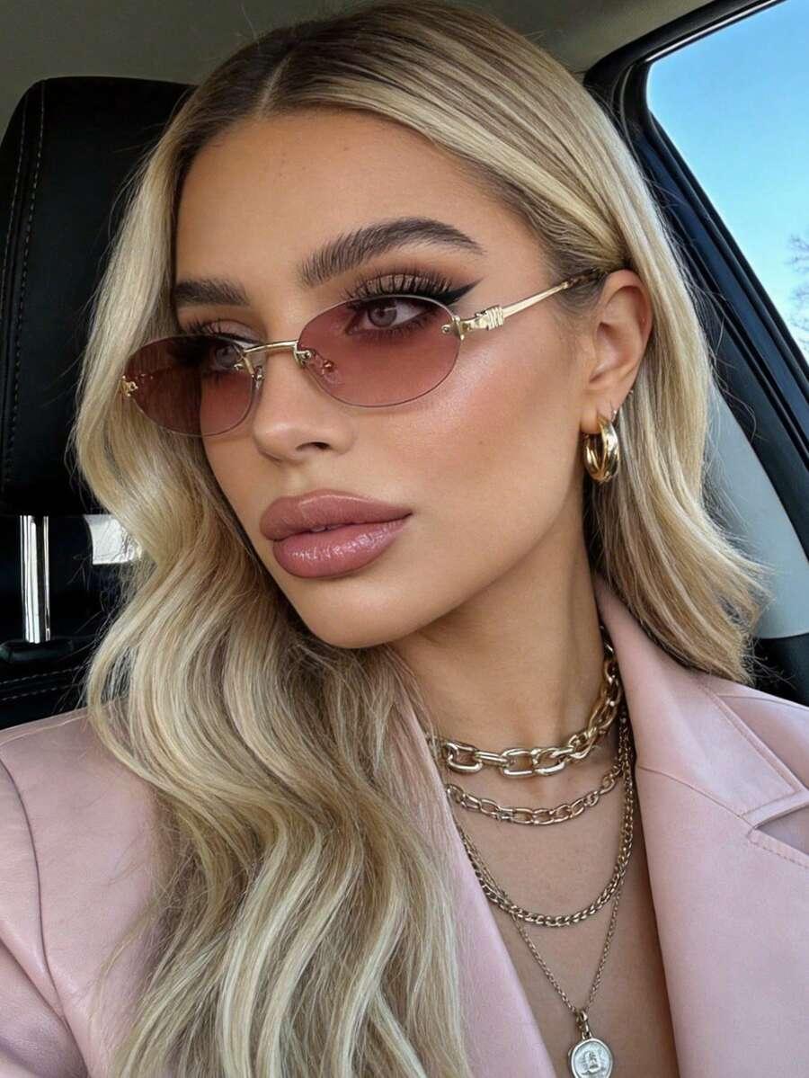 SHEIN RÓŻOWE OKULARY PRZECIWSŁONECZNE S07