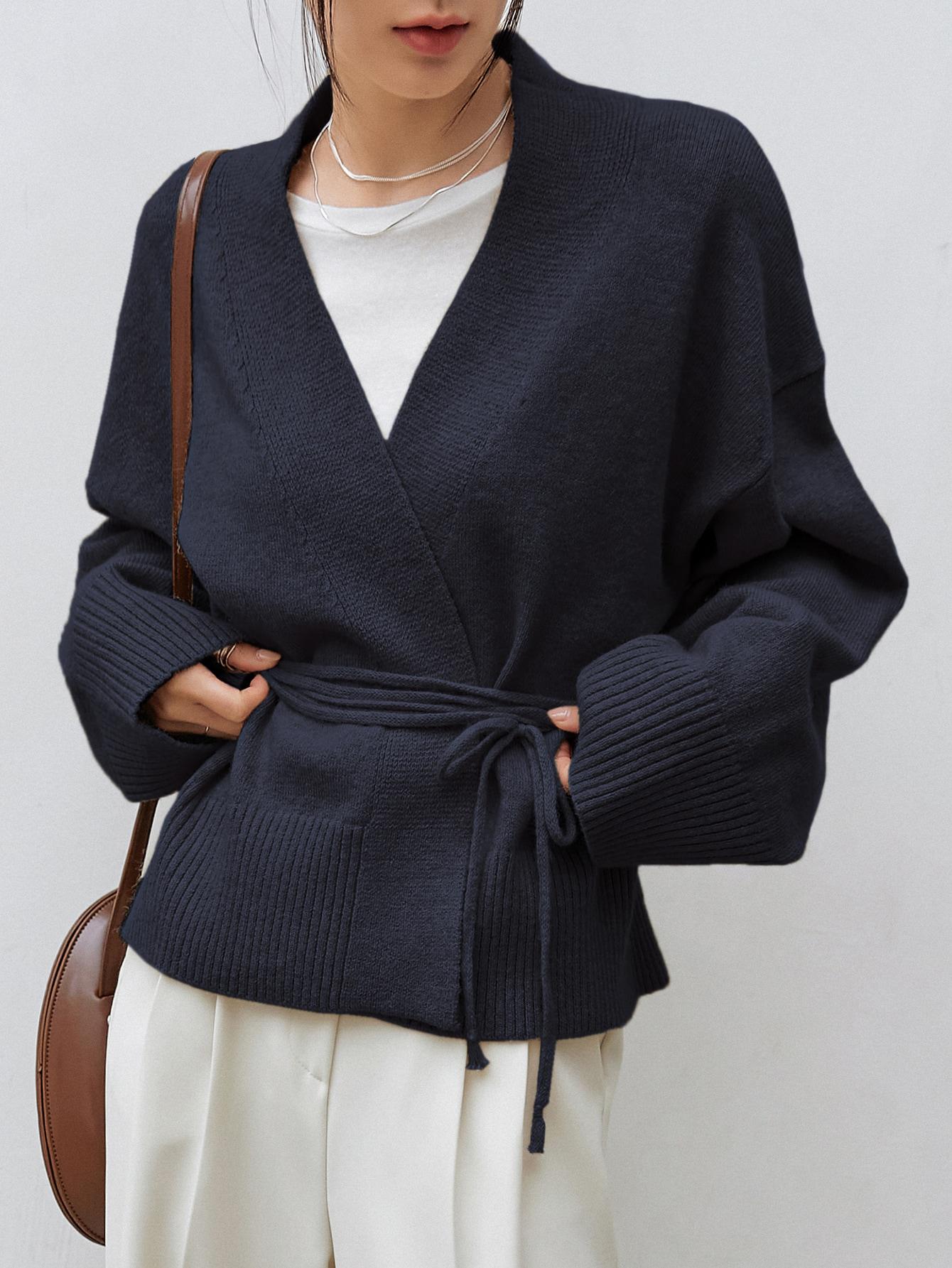 DAZY LESS GRANATOWY KOPERTOWY SWETER S06__S