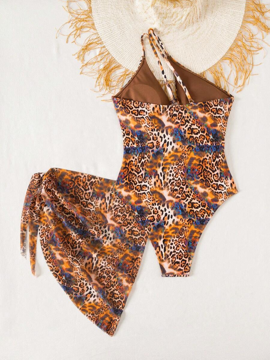 SWIM VCAY KOMPLET JEDNOCZĘŚCIOWY STRÓJ KĄPIELOWY PAREO ANIMAL PRINT S09__L