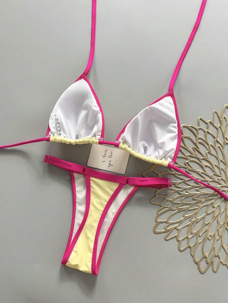 SHEIN DWUCZĘŚCIOWY STRÓJ KĄPIELOWY KONTRAST S09__XS