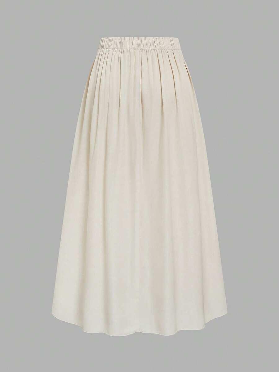SHEIN BEŻOWA MAXI SPÓDNICA S06__XL