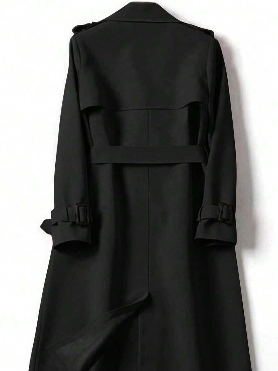 SHEIN CZARNY KLASYCZNY PŁASZCZ S06__L