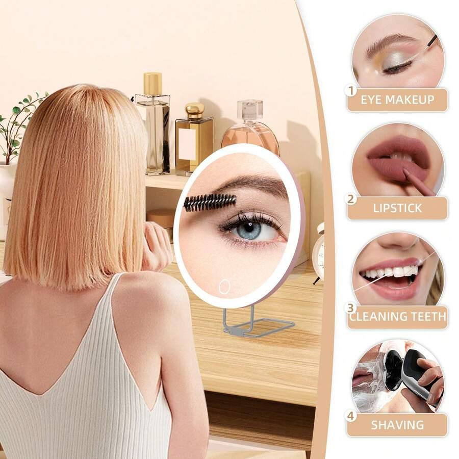 SHEIN RÓŻOWE LUSTERKO LED S07__12,7CM