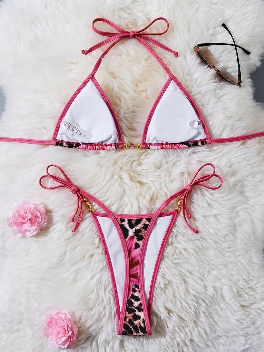 SHEIN GÓRA OD BIKINI ANIMAL PRINT WZÓR KWIATY S09__S
