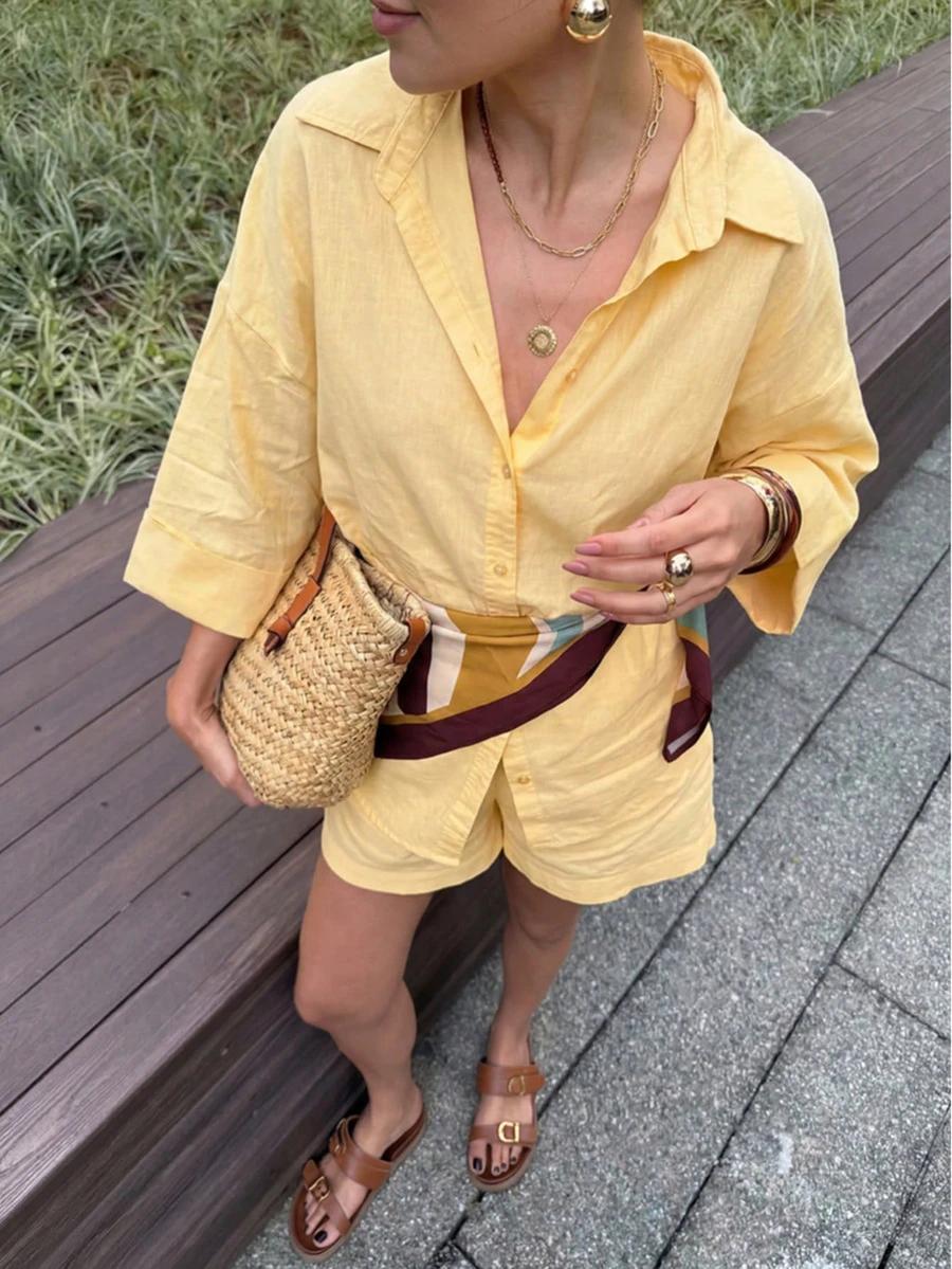 SHEIN ŻÓŁTA KOSZULA OVERSIZE PK01__L