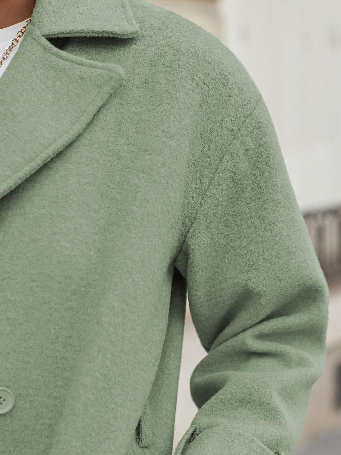SHEIN ZIELONY KLASYCZNY PŁASZCZ W01__M